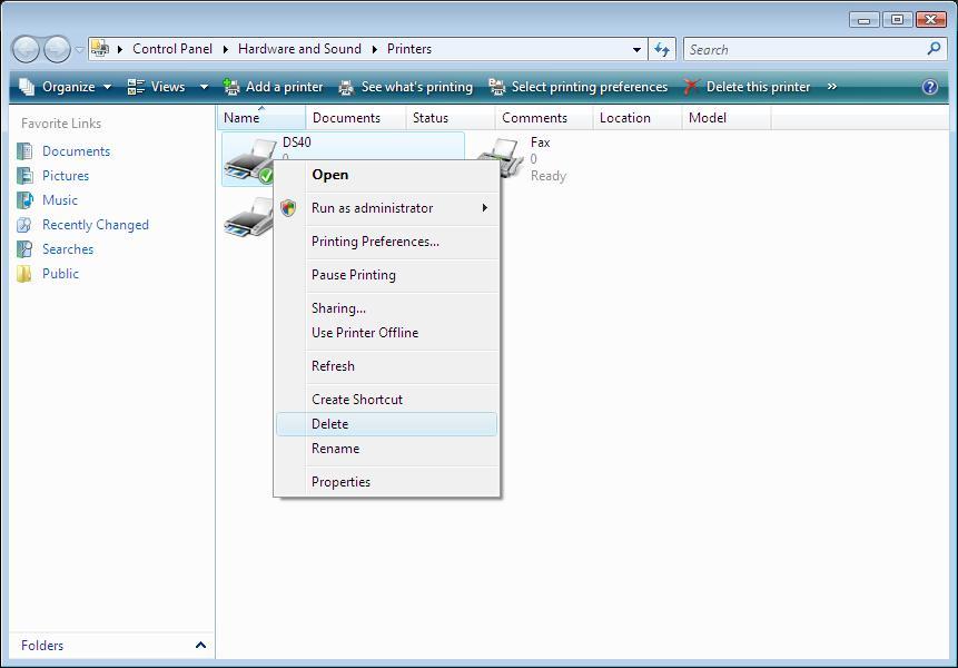 (2) Select Start Control Panel, and click on Printer in the control panel.