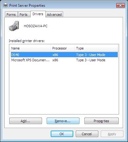 (6) When the Print Server Properties window appears, click on the Drivers tab.