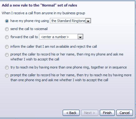 Select the individual or group of callers that this rule will apply to and click the Next button.