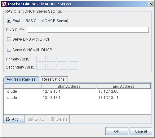 Figure 2: DHCP Server Settings 2. Select the Enable RAS Client DHCP Server option to enable the DHCP server for Corente Clients. 3.