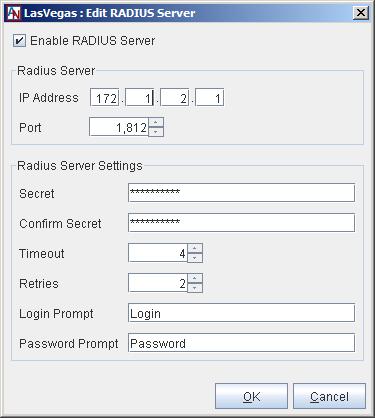 Figure 5: RADIUS Server Authentication Settings RADIUS is an authentication protocol commonly used to provide secure authentication for users.