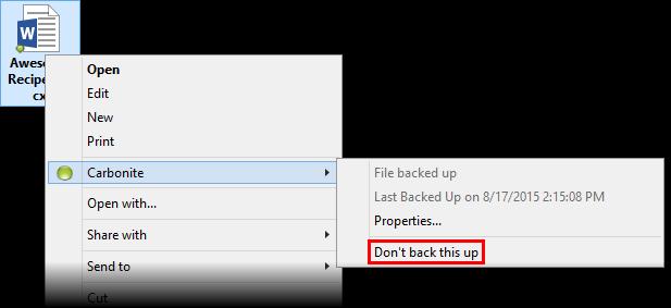 Handbook: Carbonite Personal Office How to Remove Files If you are currently backing up a file (or folder) that you don t want in your backup, removing it from the backup is easy. 1.