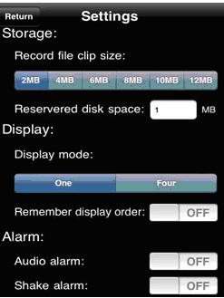 7. Config interface Main parameters for mobile phone video config Record file clip size: Single video size.