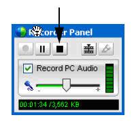 The Progress and file size indicator on the Recorder Panel indicates the current duration of the recording, in hours, minutes and seconds; and the