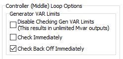 Recap from Version 19 Power Flow Solution Check Back Off Immediately option Check done in inner power flow loop to determine if generators at Mvar limits can back off