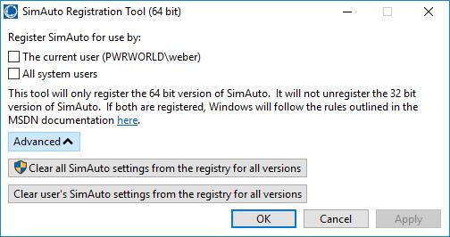 SimAuto Registration Tool Allows you to register SimAuto fo the Windows current user only