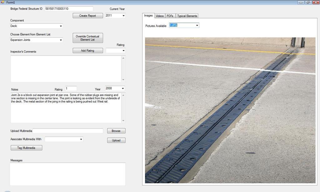 705 Figure 5: The inspector interface application for improved bridge inspections.