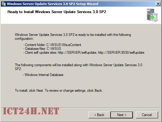 6. Tại trang Web Site Selection đánh dấu chọn vào Create a Windows Server Update Services 3.0 SP2 Web site để sử dụng một website khác website mặc định trong IIS. Click Next. 7.