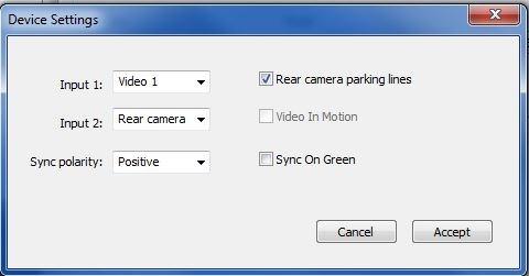 Device Settings Menu Input 1-dedicated to Video 1 input. Input 2-default setting is rear view camera, video input 2 wil automatically turn on when vehicle is in reverse.