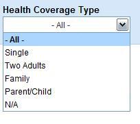 In the Health Coverage Type list, select the health coverage
