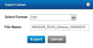 4.1.6 Export Census You can export the census information of a particular company and save it to your local drive for quick and easy reference.