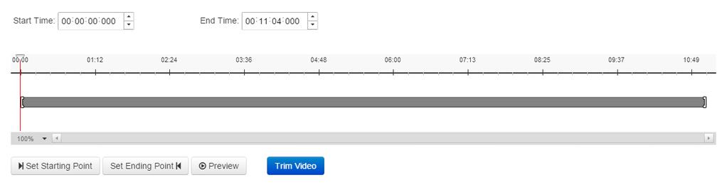 Trim Video Tab Trim time off the beginning and/or end of your video. Be aware that a trimmed video will replace the original video. There are two ways to trim time off your video. 1.