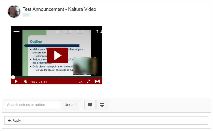 Watching a Recording in Canvas: Students You can easily watch a recording posted within Canvas by your instructor. 1. Click the play button to start the video. Kaltura User Guide 2.