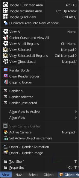 All Modes - View Menu The View menu contains all View related tools.