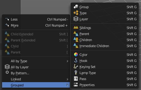 Last Operator Select Linked Extend Extends existing selection instead of deselecting everything first. Type Type is a drop-down list where you can choose the Linked type again.