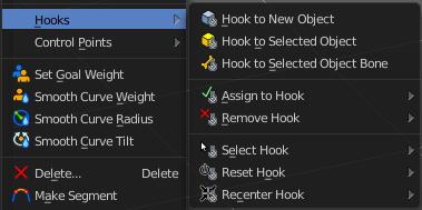Hooks Hooks is a menu with tools around the hook modifier. You could also adjust the hook modifier from the Properties editor. But the menu items are more accessible.
