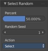 Last Operator (De)Select All Action Action is a drop-down box where you can choose between different methods. Invert Inverts the selection. Deselect Deselects all. Select Selects all.