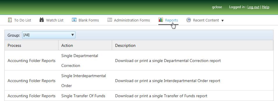 Reports Initiators can open and print a formatted report of each IT that