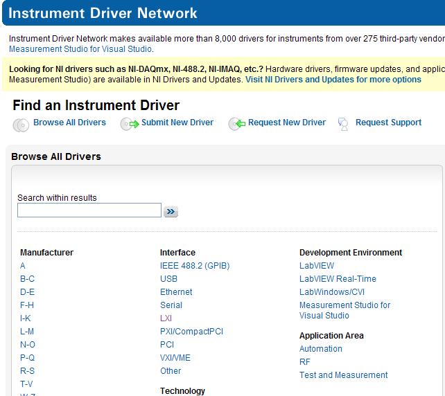 NI Instrument Drivers - IDNET All NI hardware is shipped with LabVIEW driver software Driver upgrade to the latest