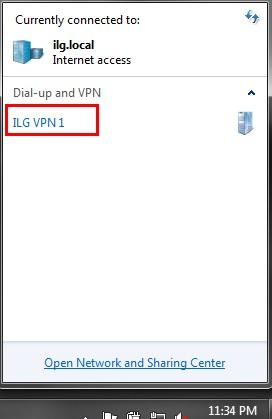 Connect to ILG VPN Using Windows 7 1.