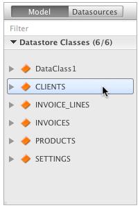 remote datastore classes in the GUI Designer along with your project's active model: You can drag and drop them onto the