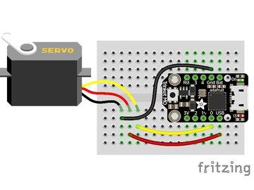 CircuitPython Servo In order to use servos, we take advantage of pulseio. Now, in theory, you could just use the raw pulseio calls to set the frequency to 50 Hz and then set the pulse widths.
