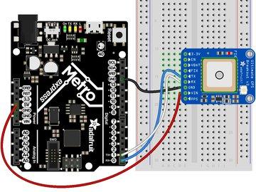 Connect RX/D0 on the Metro to TX on the GPS. Connect TX/D1 on the Metro to RX on the GPS. Where's my UART? On the SAMD21, we have the flexibility of using a wide range of pins for UART.