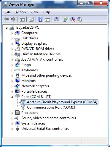Open your Device Manager from the control panel and look under Ports (COM & LPT) for a device called Feather M0 or Circuit Playground or whatever!
