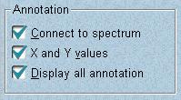 View Specifying how to display annotations If the Annotation option in the Spectral View box is turned on, you can use the options in the Annotation box to specify how to display labels and other