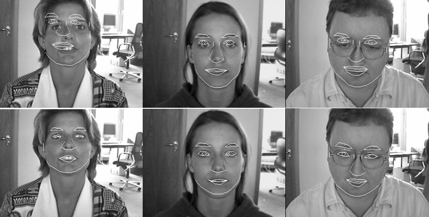 he images are taken in uncontrolled conditions using a web camera within an office environment. We test our method under the same esting Criteria described by D. Cristinacce and. Cootes [9].