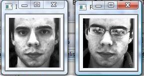4 IMAGE-BASED FACE RECOGNITION Figure 7: Eigenfaces used to perform real-time recognition using a standard web-cam. Left: Gallery and live pair. Right: Screen shot of system in operation.
