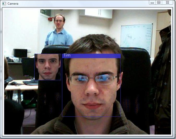 Successive frames from a standard web-cam are tracked by the face detector and a recognition is done on a small window of frames.