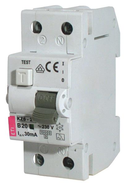 Residual Current Circuit Breakers with Overcurrent Protection KZS-2M RCBO 10KA KZS-2M 2 pole (L+N) Trip characteristics C curve (B curve optional) Rated residual current 30mA (10mA and 300mA