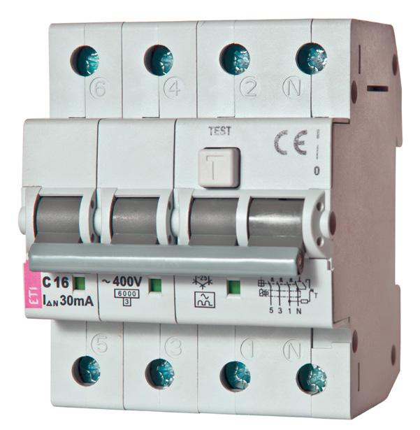 Residual Current Circuit Breakers with Overcurrent Protection KZS-4M RCBO 6KA 3 pole +N Trip characteristics C curve (B curve optional) Rated residual current 30mA (10mA and 300mA optional) Type A