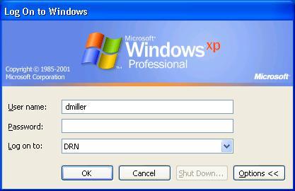 However, note that there are several items unique to operations at DRN. Logging onto Windows 1.