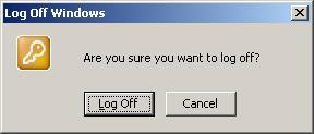 4. Click Log Off. The Log Off Windows dialog box will appear. 5.