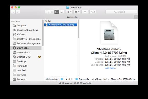 Look for VMware Horizon Client for Mac, and click on Go to Downloads to the right. 2.