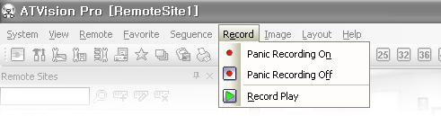 Remote Management Software (ATVision Pro) Record Menu NOTE: The Record menu