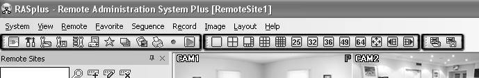 Remote Administration System Plus (RASplus) Help Menu Displays RASplus version information. 3.4 Toolbar The Toolbar allows convenient access to desired functions.
