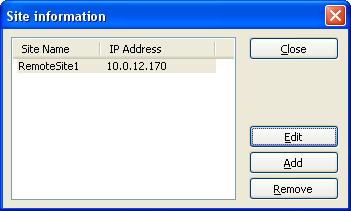 Remote Site Setup: Enter the site name and IP address of the DVR connected to the devices you want to include on the map.