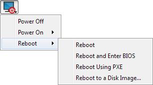 From the Reboot menu, select Reboot and Enter BIOS to start the BIOS boot process on the remote vpro system. You will then have access to the BIOS for troubleshooting purposes.