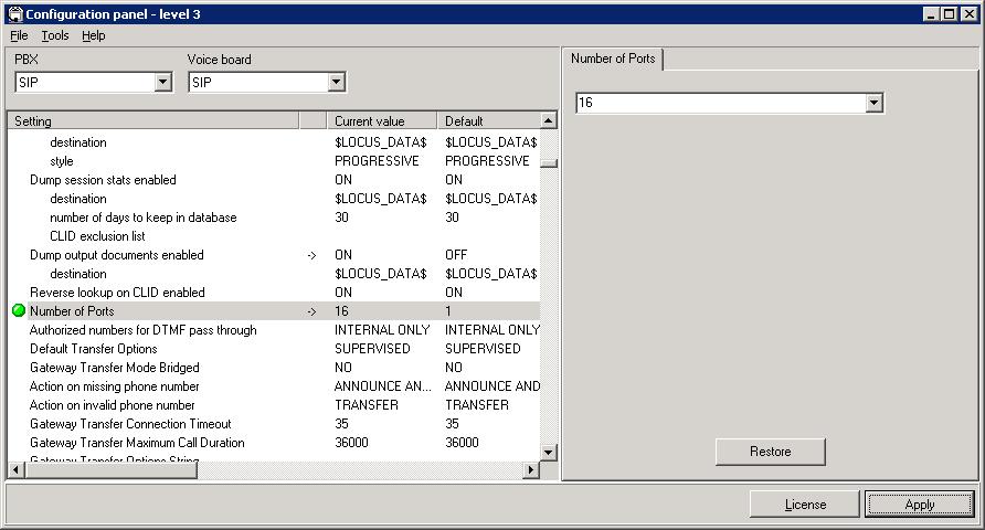 5.2. Configure Number of Ports Supported In the Configuration Panel, set the Number of Ports field to the desired value.