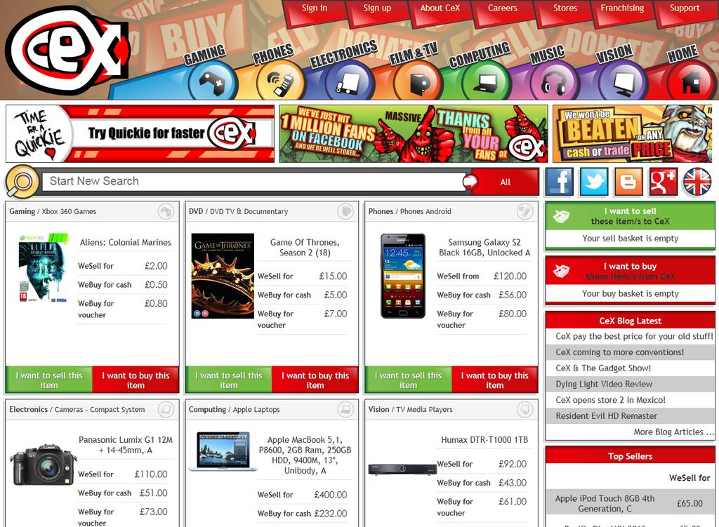 This presents the products clearly to the customer, and immediately allows them to view games and stock for