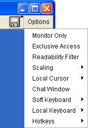 Chapter 5. ASMI Module Usage Remote Console Options To open the Options menu click on the button "Options". Figure 5-9. Remote Console Options Menu A description of the options follows.