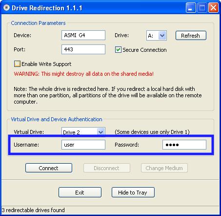 Chapter 6. Menu Options Device Authentication Figure 6-10. Device Authentication You have to authenticate on the ASMI module using a valid username and password in order to use Drive Redirection.