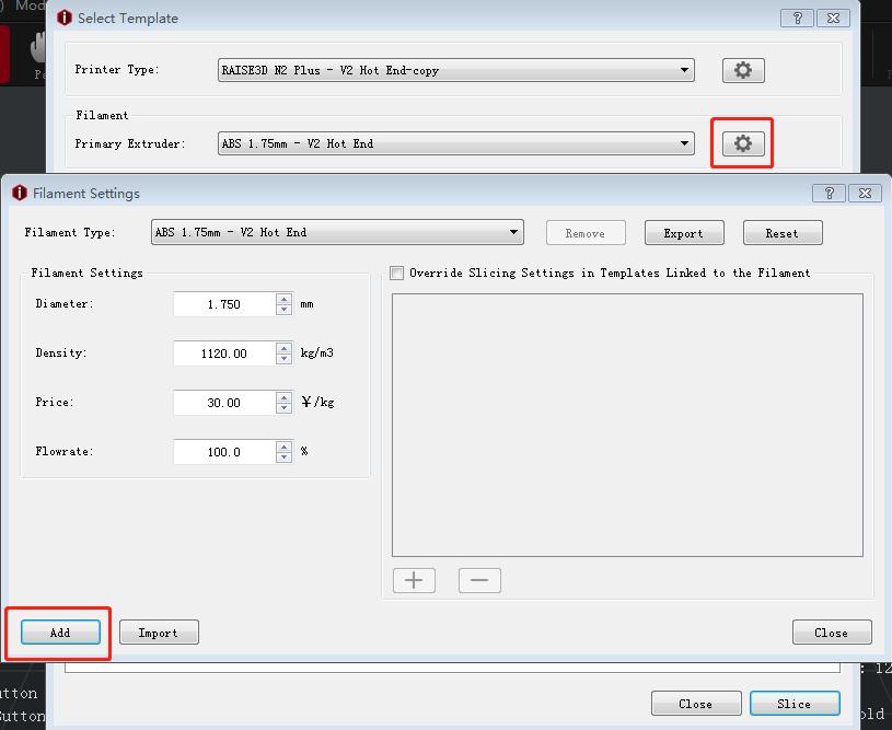 Option 2: Enter into Select template tab and click setting