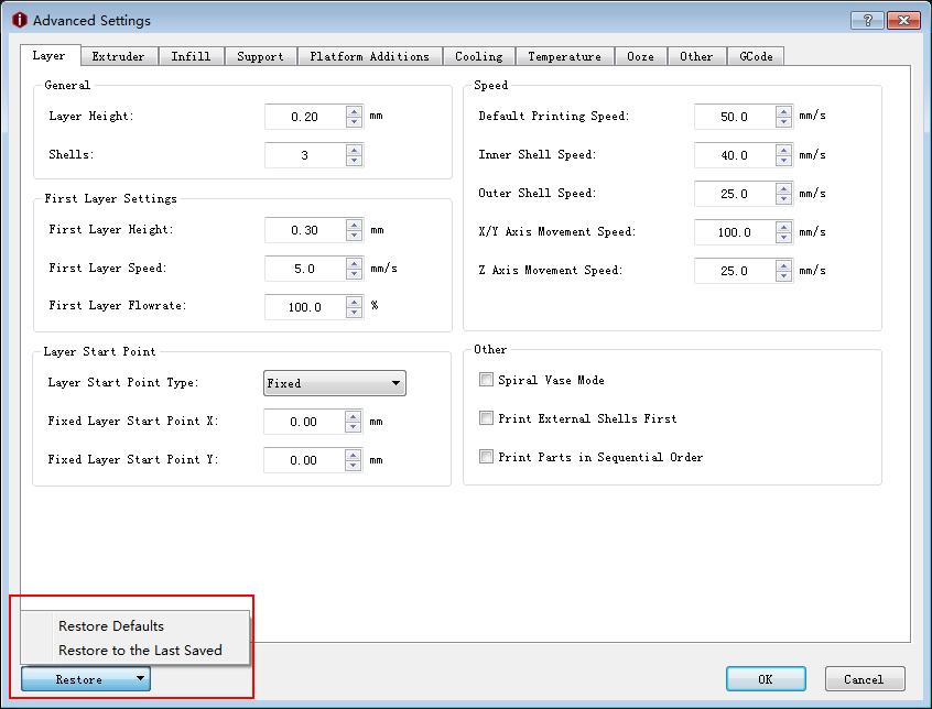 Figure 4.3: Enable "Slice with unsaved templates". Save and restore window state refers that the window state can be saved and restored with this function enabled.