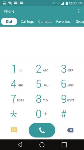 Tap the Dial tab to display the phone dialpad.