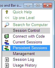 Viewing Existing Persistent Sessions To view a list of the persistent sessions that have been created, double-click the Persistent Sessions entry in the Session Control section of an Access Gateway