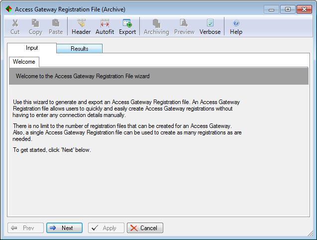 The Access Gateway Registration File wizard will appear and guide you through the steps required to create a new registration file, including checking that the specified details are valid for Remote